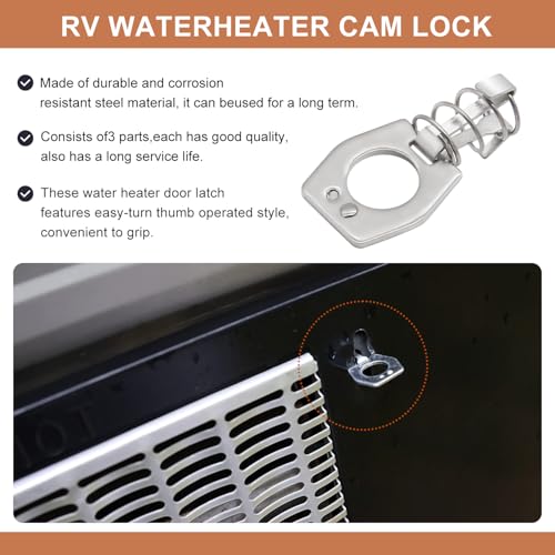 Image of RV Water Heater Cam Lock - 6 Pack - Silver - Modern Style - Bolt Mount - RV Water Heater Door Latch
