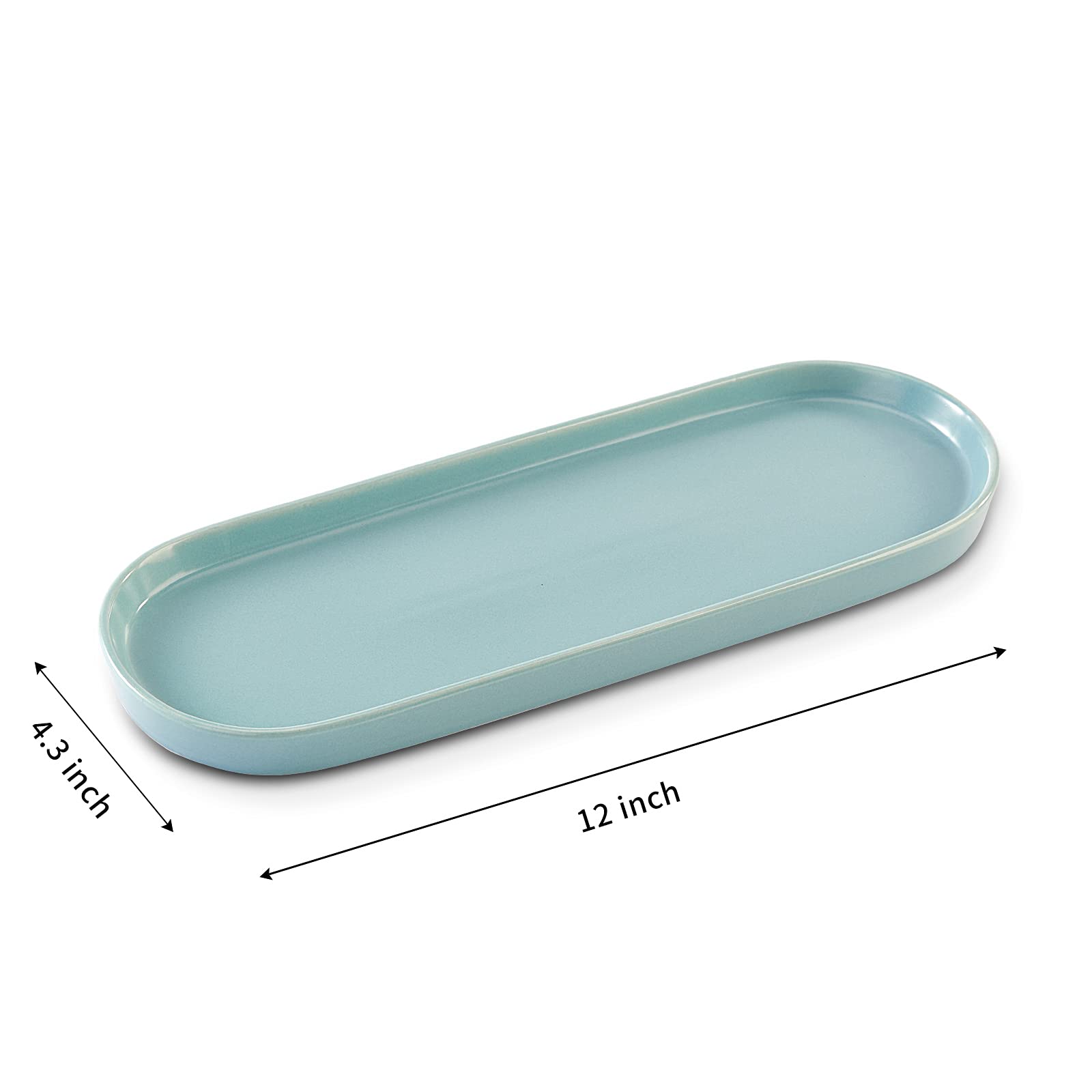 Lot de 2 Plateaux de lavabo en céramique pour Salle de Bain et Cuisine Bleu