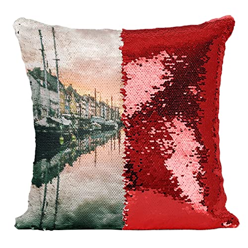 Coussin Sequin Paillettes Rouge Copenhague : idée cadeau originale - 2