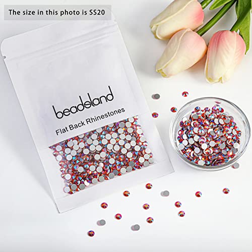 Image of Beadsland Flat Back Crystal Rhinestones, Hyacinth AB, SS20, 2880pcs | Flatback Glass Gems, 4.6-4.8mm, for Nail Art Craft, Glue Fix,Orange AB