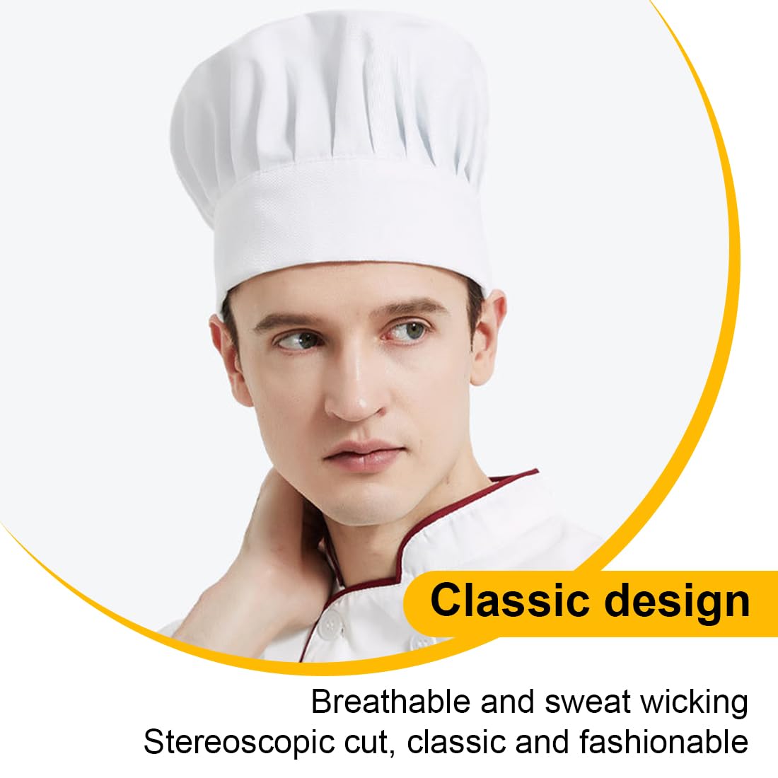 Cappello Cucina Chef Cuffia 2 Pezzi Morbidi Lavabili