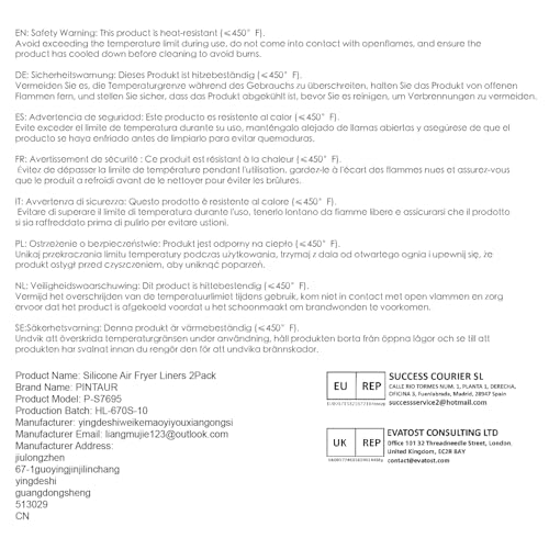 PINTAUR Silicone Air Fryer Liner 2 Pack for 7.6L 8L 9L 9.5L Baskets, Reusable AirFryer Accessories Compatible with Ninja Dual AF300UK AF400UK/KCP AF451UK, Tower T1708, COSORI, Instant, Keplin - Image 7