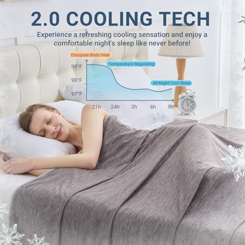 Image of Cooling Blanket Throw Size 50 inchx70 inch, Summer Lightweight Breathable Ice Blanket, Cooling Blankets for Hot Sleepers Night Sweats Adults Absorb Heat Keep Cool