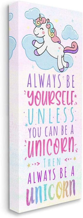 Stupell Industries Always Be Yourself or a Unicorn Quote Kid's Pink Design, Designed by Ziwei Li Wall Art, 13 x 30, Canvas