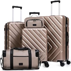 Luggage Sets 5 Piece, Suitcases with Wheels, ABS Hard Case Luggage with TSA Lock Spinner Wheels, Carry On Luggage Set(5 Piece Sets (20″/24″/28″/DB/TB))