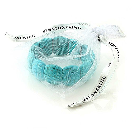 Gem Stone King 7.5 Inch Simulated Turquoise Howlite Beads Stretch Bangle Bracelet For Women 20MM4
