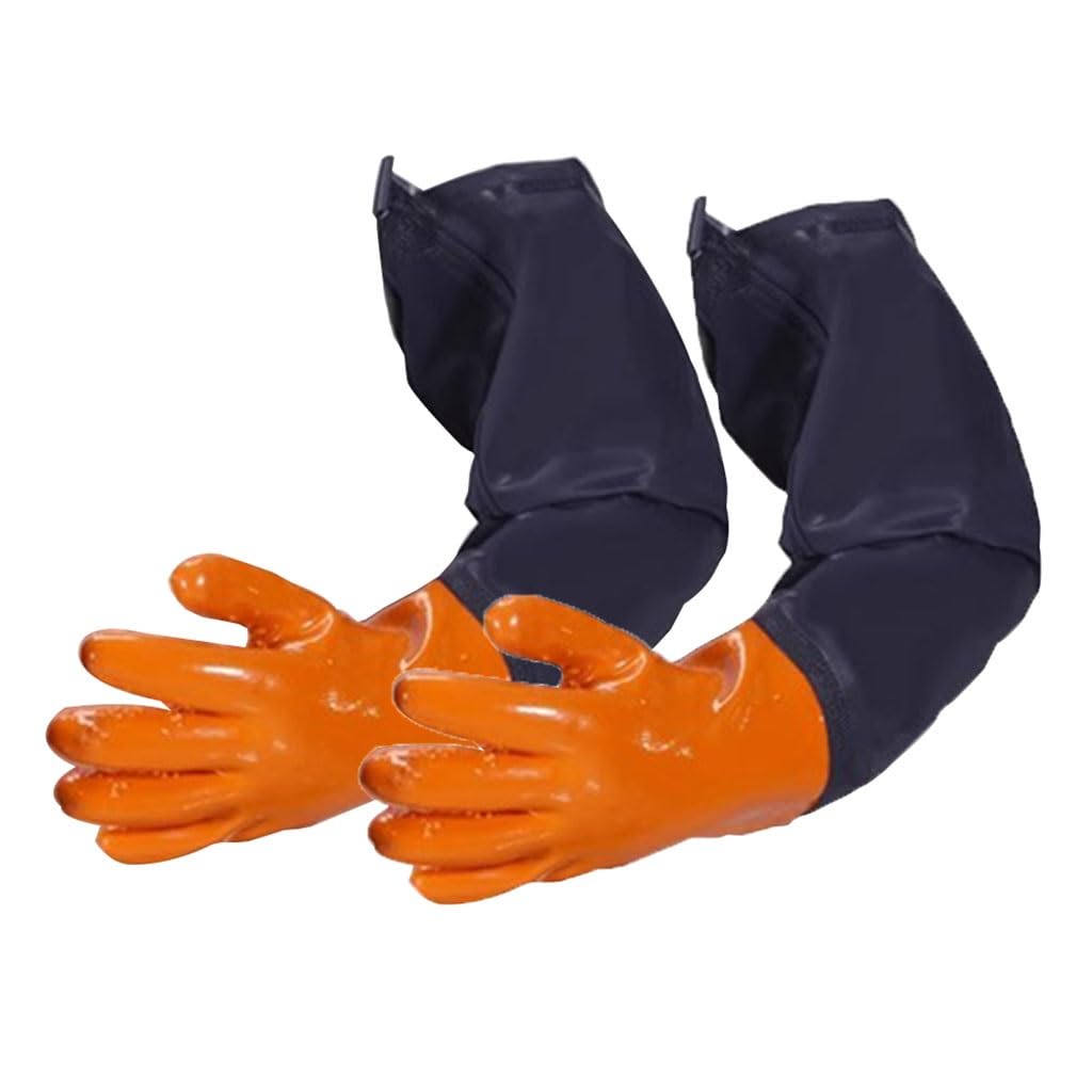 Gants de pêche Gants de pêche imperméables et antidérapants de 70 cm de Long, Conception de Particules antidérapantes en Caoutchouc, utilisés dans l'industrie de l'aquaculture (Color : 7pcs)