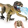 PREBOX Jouet Dinosaure télécommandé pour garçon, Robot RC Dino avec Rugissement, pulvérisation, mouvements de la tête et de la Queue, mouvements de Marche réalistes,Cadeau pour Enfants 3-12 Ans