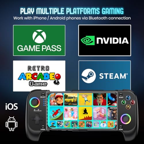 Image of PunnkFunnk GX Pro Bluetooth Gaming Controller with Magnetic Hall 3D Joysticks, RGB Lighting, Dual Vibration, Bluetooth 5.0 Gamepad for iPhone, Android, PC, PS4, PS3 & XBOX (Black)