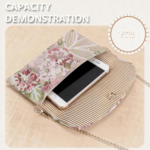 Image of Clutch Purses for Women, Envelope Package, Sequin Embroidered Flowers Straw Bag, Bohemian Handmade Handbags