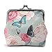 Produktbild Jujupasg-Süße Klassische Exquisite Schnalle Geldbörse Für Frauen Und Mädchen, Vintage Pouch Kiss-Lock Portemonnaie Portemonnaie-Rosa hübscher Blumenschmetterling
