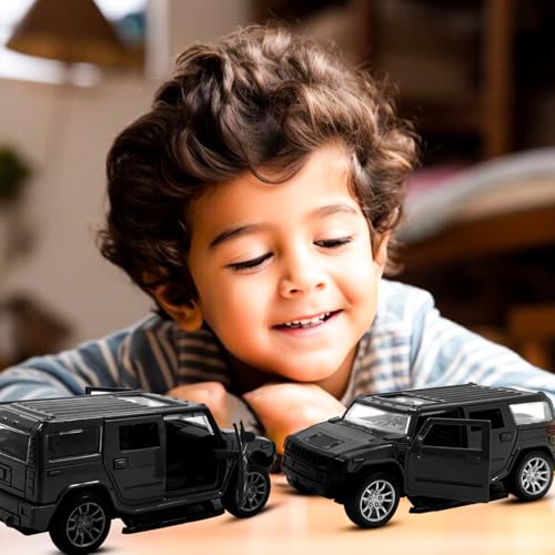 Image of Toy Cloud DieCast Model Cars Hummer Metal Car for Kids Pull Back Action Opening Doors Toy Cars for Boys 5-8 Years - Black