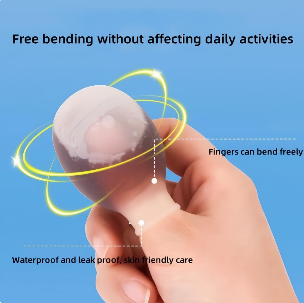 Waterproof Finger Protectors, 3 Pack Reusable Silicone Finger Sleeves for Bath, Nail Art & Daily Protection