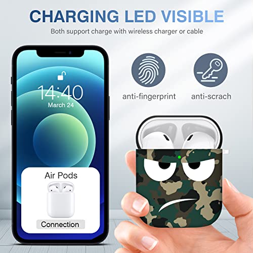 Image of for Airpods Case, Don't Touch Me for Airpods Cover with Keychain /Lanyard Soft Cute Shockproof Cover for Women Men Compatible with for Airpods 2 /1 Charging Case,Green