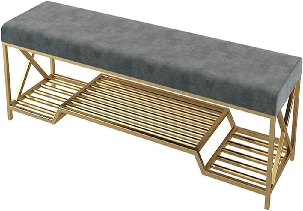 Banco Cambiador de Zapatos, Banco de Entrada con Almacenamiento para Zapatos, Taburete, diseño nórdico de Hierro Que Ahorra Espacio para Pasillo, Dormitorio o trastero.