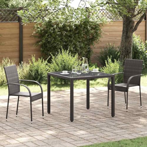 Sophrelle Chaises empilables d'extérieur Lot de 2 Résine tressée Marron,Chaises de Jardin,8.8kg-44237