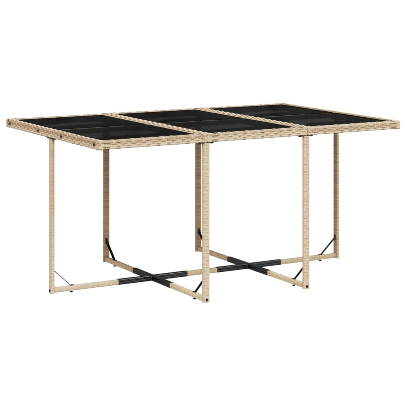 Gecheer Set da Pranzo Giardino 11 Pezzi, Sedie Ribaltabili con Cuscini Spessi in Polyrattan Beige, Arredo da Esterno Salvaspazio per Pranzo all'Aperto