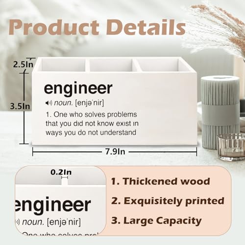 Image of Engineer Gifts Wooden Pen Pencil Holder for Office Desk Accessories, Best Engineering Gifts Makeup Brush Toothbrush Holder Organizer for Bathroom