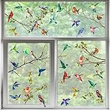 9 Sheet Spring Summer Window Clings Bird Branch Glass Window Stickers Hummingbird Double-Sided Windo