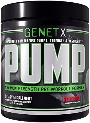 GenetX #1 Nitric Oxide Pre Workout. Two Stage Caffeine Release, Creatine Free, Red Apple, 30 Servings
