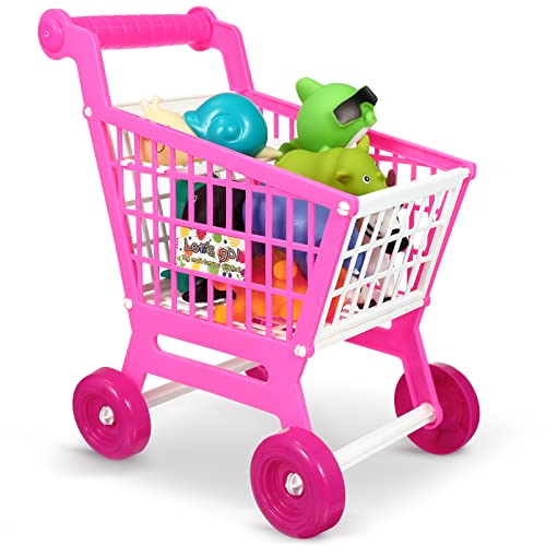DeAO Supermarkt Rollenspiel-Set Für Kinder – Mit Einkaufswagen, Scanner & über 40 Teilen Inkl. Licht Und Sound (Rot)