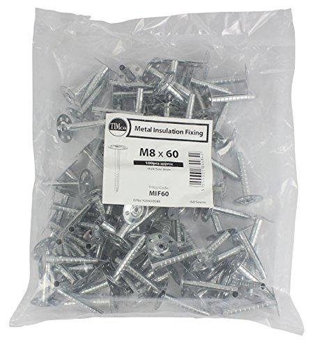 TIMCO BZP Metal Insulation Fixing Screw - M8 x 140 - Zinc - Bag of 100, Silver - Image 2