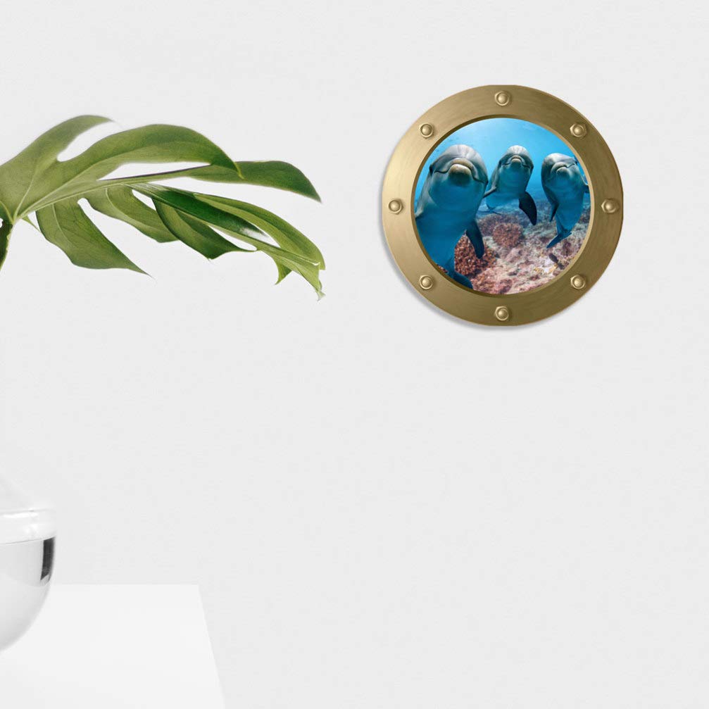 Muursticker Muursticker 3D Venster Dolfijn Schildpadden Onderwaterwereld Dolfijnen Marine Woonkamer Slaapkamer Kinderkamer Decoratie (Dolfijn