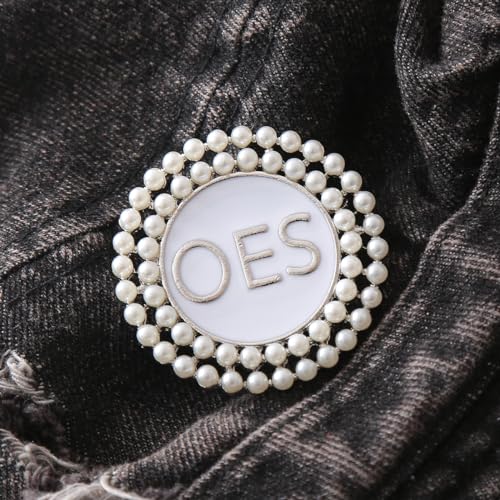 Image of OES Pearl Brooch Order Of The Eastern Star Sorority Letters Social Club Jewelry Gifts For Women
