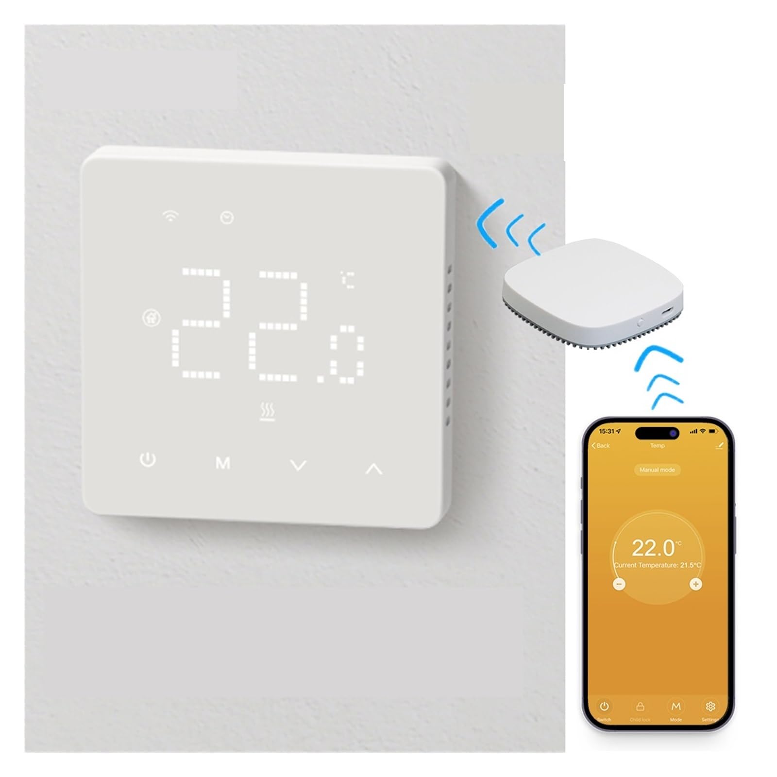 Termostato WiFi Controlador de Temperatura Ambiente for Agua/Caldera de Gas eléctrica for calefacción por Suelo Radiante