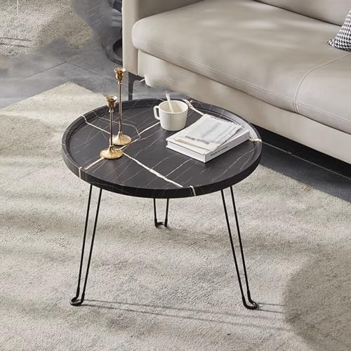 Table basse ronde minimaliste bois et acier au carbone premium