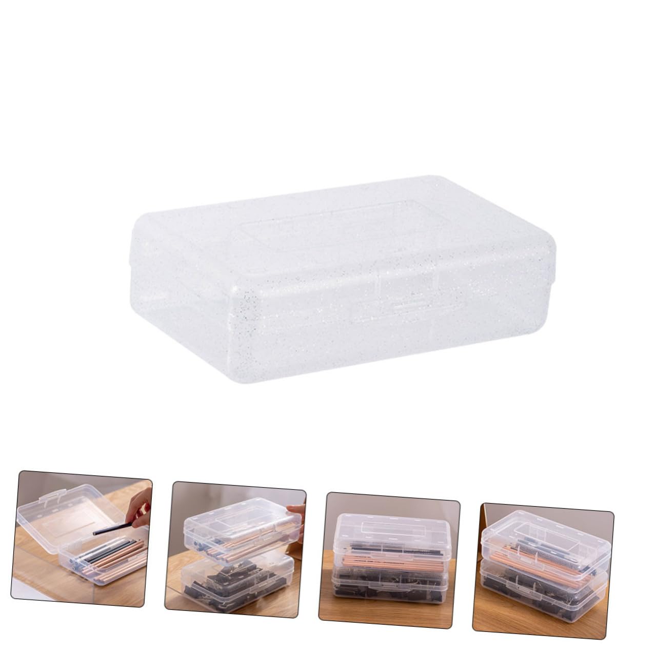 Astuccio Scuola Trasparente in Plastica Pp 6 Pezzi, Pencil Box | Contenitore per Penne Impilabile, Stationery Organizer per Back To School Party