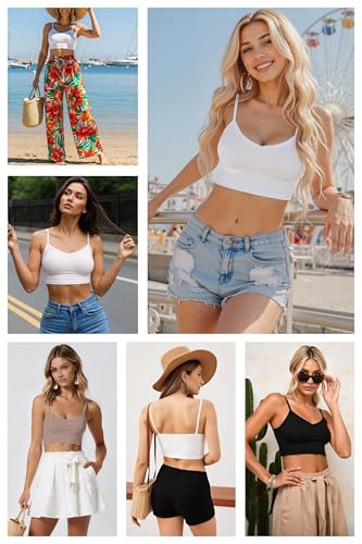 Image of Multi Pack Women's Cropped Tank Tops, Spaghetti Strap Camisoles