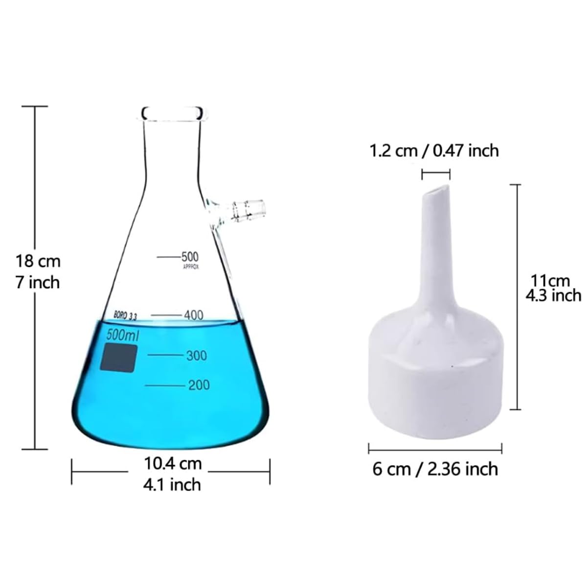 Apparecchio di distillazione per filtrazione a vuoto da 500 ml con pompa di filtrazione a vuoto, fiasco filtrante, imbuto Buchner, carte filtranti, tubo di gomma e tappo (500ML)