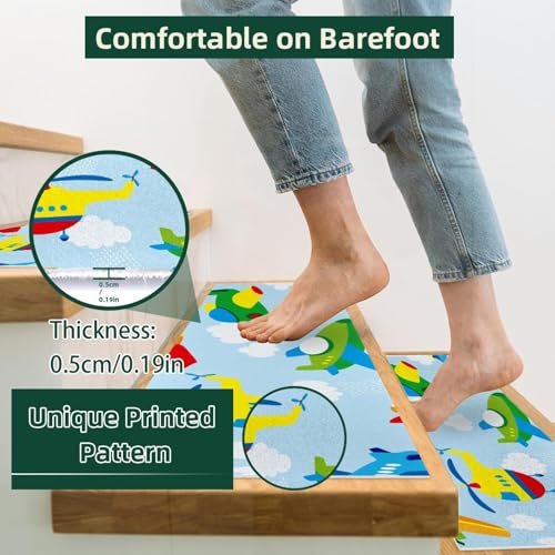 Peldaños de escalera de madera con alfombras antideslizantes interiores de 76 x 20 cm 3