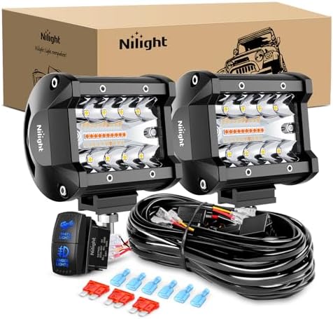 Nilight 4Inch Off-Road LED Light Bar White Amber 3 Lighting Modes