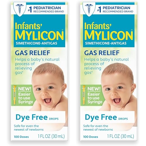 MYLICON Gas Relief Drops for Infants and Babies, Dye Free Formula, 1 Fluid Ounce with Updated Syringe (2-Pack)