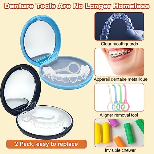 Porta Apparecchio Denti con Specchio, 2 Pezzi