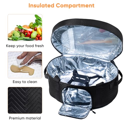 Image of Insulated Slow Cooker Carrying Bag for 6-8 Quart CrockPot and Hamilton Beach Slow Cooker with See-thought Window, Portable Carrier Case with Adjustable Band and Accessory Pocket