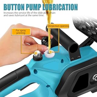Motosega a batteria da 12 pollici con 2 batterie da 18V 5,5 Ah e caricabatterie, motore in rame da 4100 giri/min, lubrificazione automatica, motosega senza spazzole per potatura alberi, taglio legna