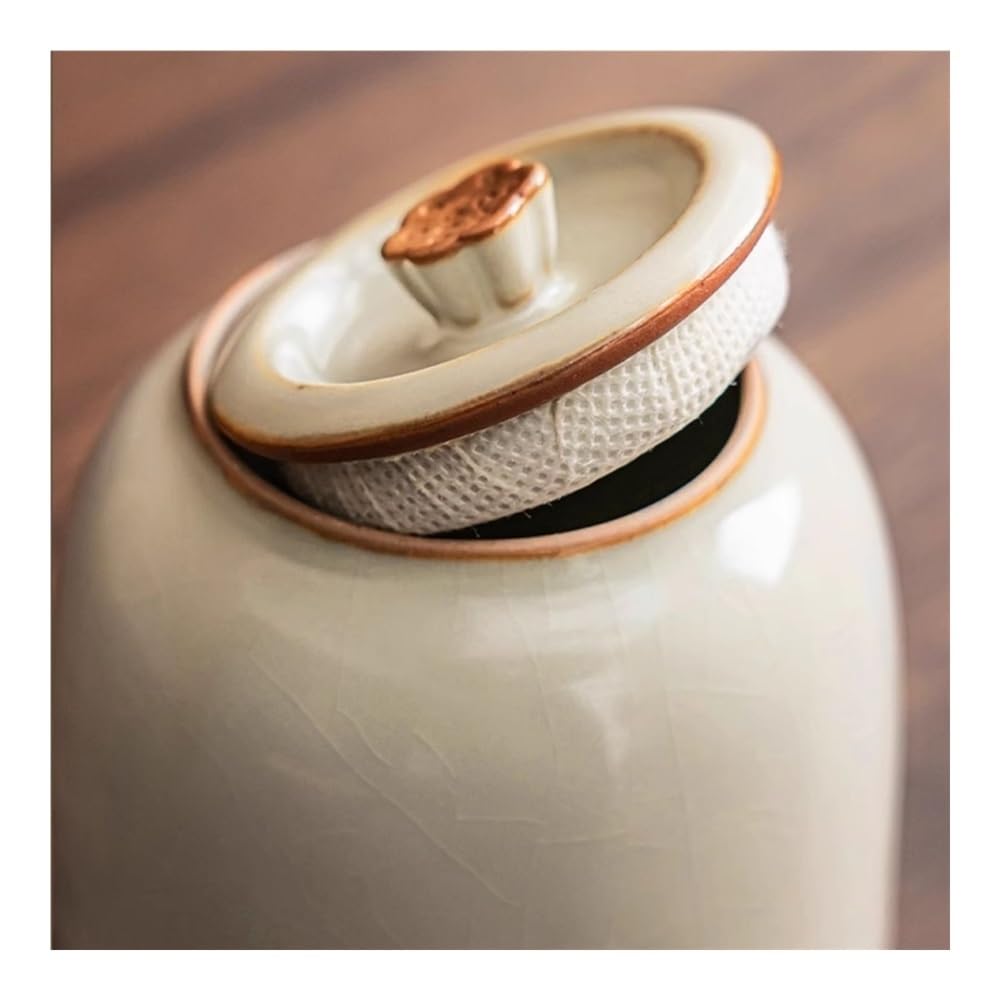 Pojemnik na herbatę Mihuang Ru Kiln Tea Jar Ceramiczny pojemnik do przechowywania w gospodarstwie domowym Puszki z zamkniętą pokrywką Wykwintny Mini Caddy(Dark Green)