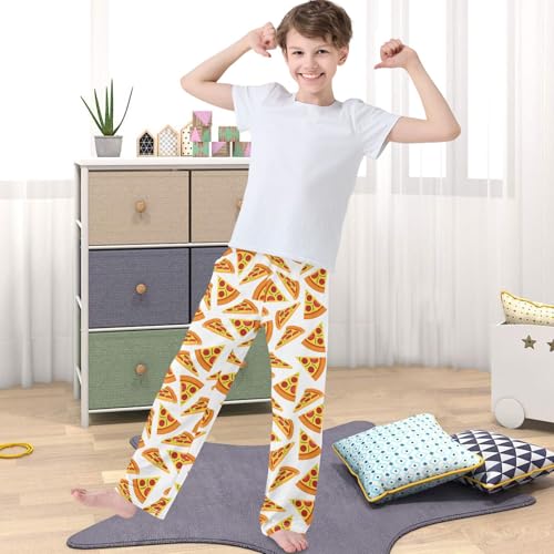 Boy's Pants Bright Pizza Pattern Jogger Pants Elastic Waist Long Bottoms Trousers with Pockets 6-14 Years4