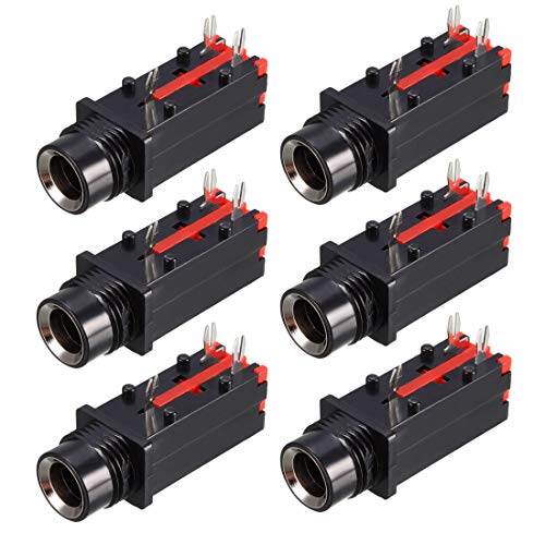 uxcell conector jack estéreo 6.35mm 3 pines PCB 6 piezas miniatura 1