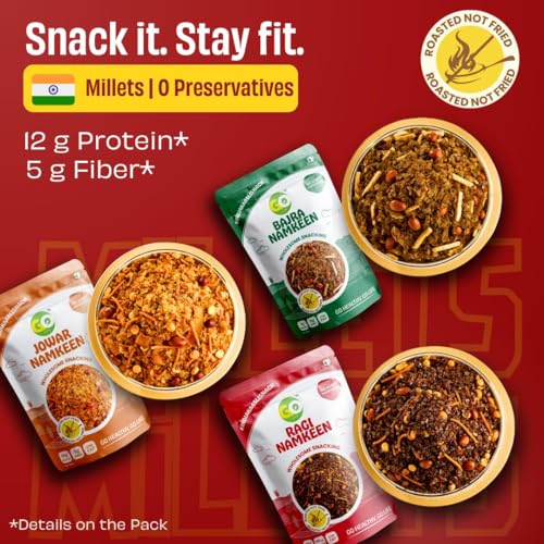 Image of GO LIFE Namkeen (Jowar,Ragi, Bajra combo) Healthy Snacks for Weight Loss | Roasted, Protein-Rich, High Fiber, Zero Preservatives | Tasty Snack | Gluten-Free | Anytime Snacking