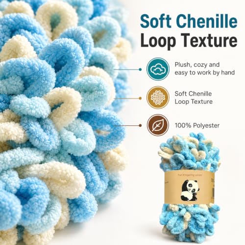 Image of Loop Yarn 5Packs,Shenlin Chunky Chenille Yarn for Hand Knitting Baby Blanket,Machine Washable Polyester Fluffy Thick Bulky Yarn for Scarfs,Craft Projects