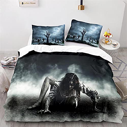 Terror Juego De Cama Ropa De Cama Infantil Suave Hipoalergénico Microfibre con Cremallera Funda Nordica 135X200 Cm + 2 Fundas De Almohada 50X75 Cm