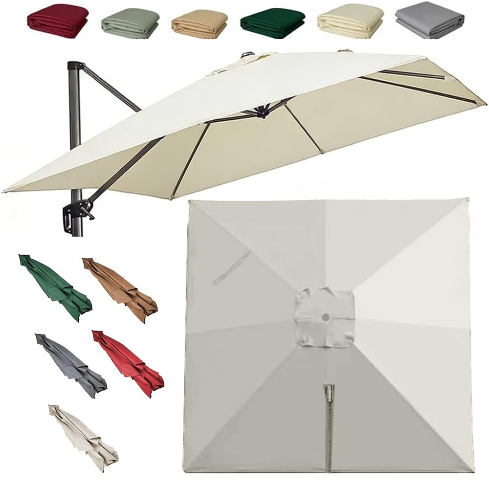 LRZPTDYU Outdoor Patio Umbrella Canopy 10x10ft Waterproof Square Replacement For Pool Backyard Market Cantilever