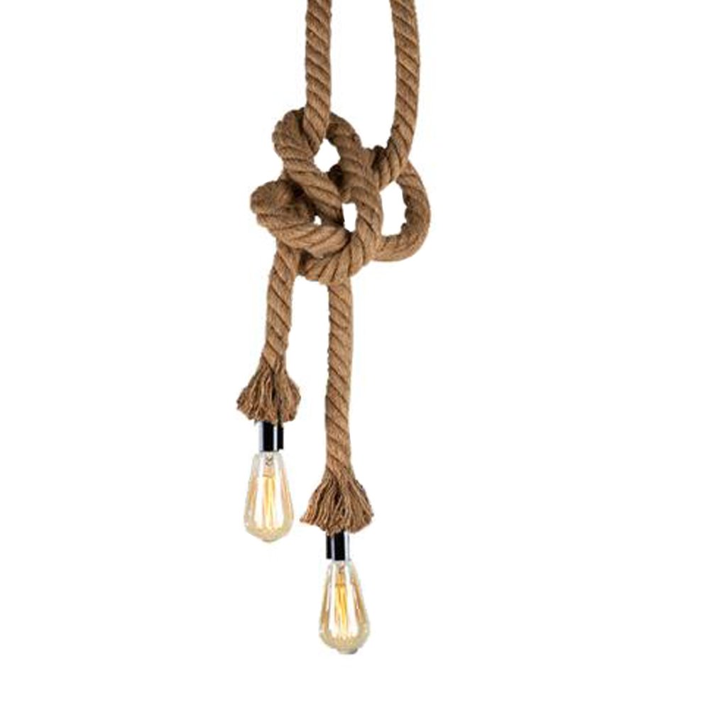 1 pezzi AC 90-240V E27 Canapa Vintage Corda Appesa Luce di Soffitto a Sospensione Lampada Retro