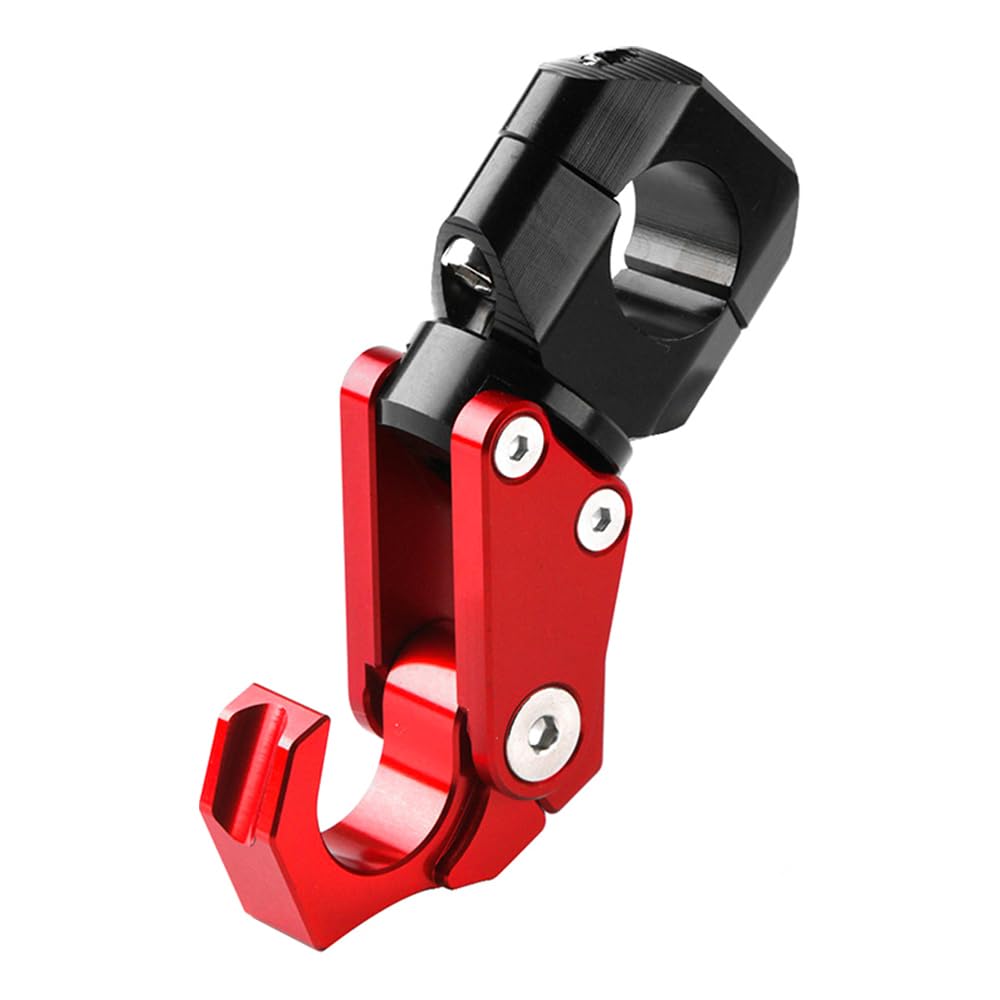 Sarini Gancio per Manubrio, Cinturino con Gancio Pieghevole, Gancio per Casco per Manubrio in Lega di Alluminio Universale per Moto Accessorio per Moto(Rosso)