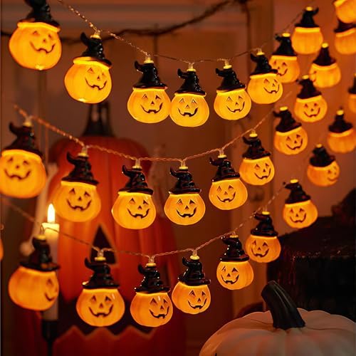 Solihigh Halloween Lights Pumpkin String Lights Battery Powered 3M 20 LED for Halloween Party Decoration Indoor Outdoor Home Festival Decoration