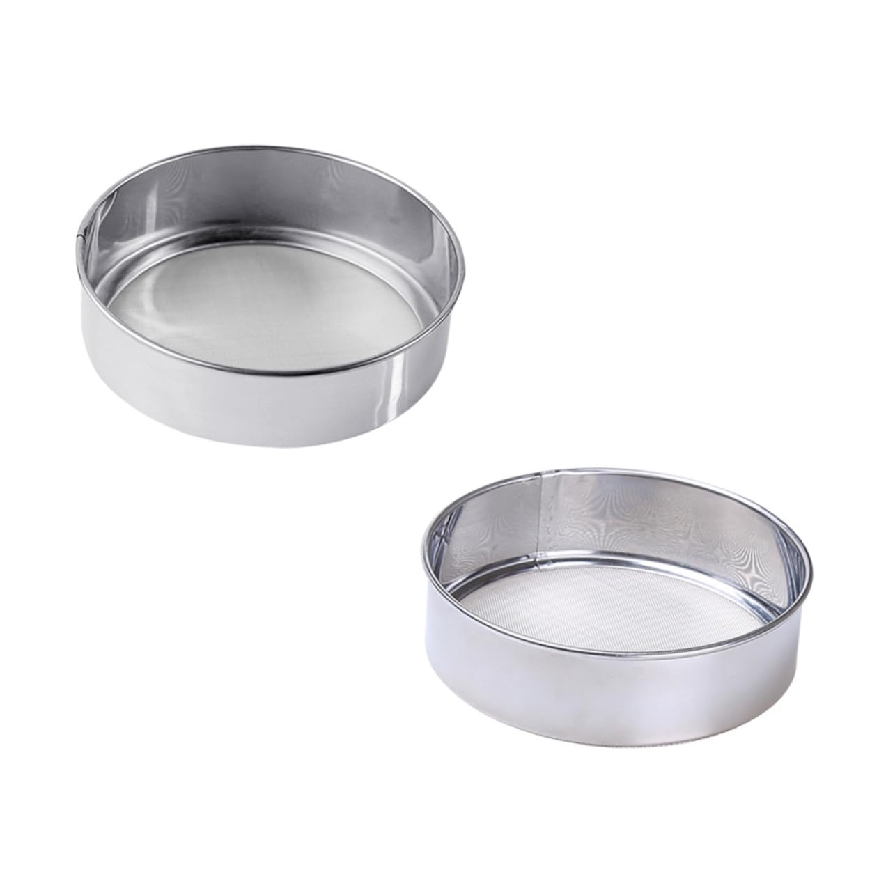 OFFSCH 2pcs Stainless Steel Powder Sifters with Fine Mesh Mesh Round Flour Sieve Strainers for Baking Kitchen Gadget for Quick Sifting of Flour Sugar Cocoa